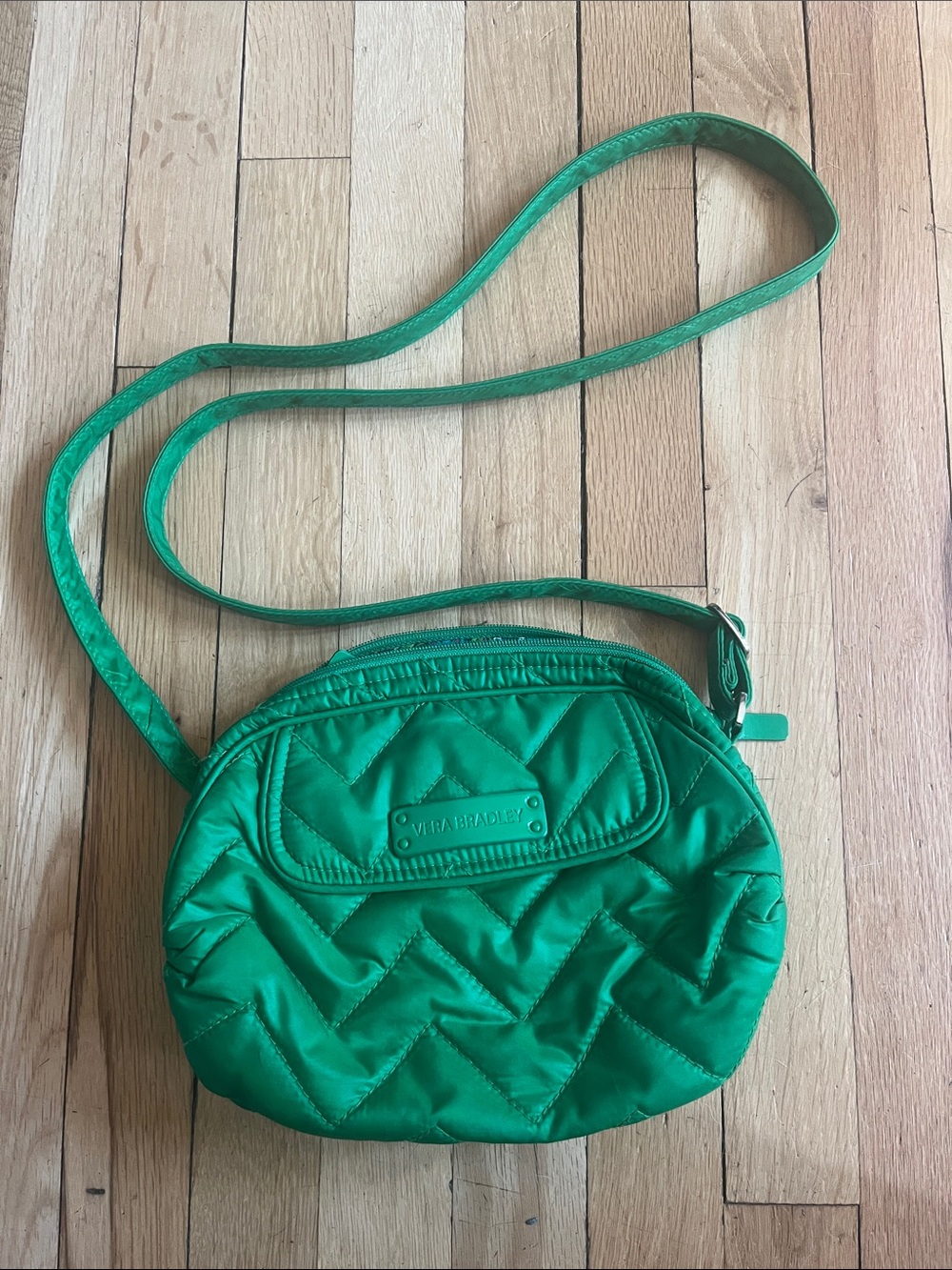 Vera Bradley Emerald Green Quilted Chevron Crossbody